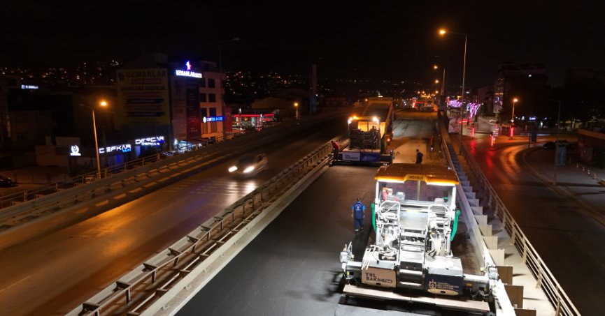 Önemli ulaşım aksına  611 ton aşınma asfaltı